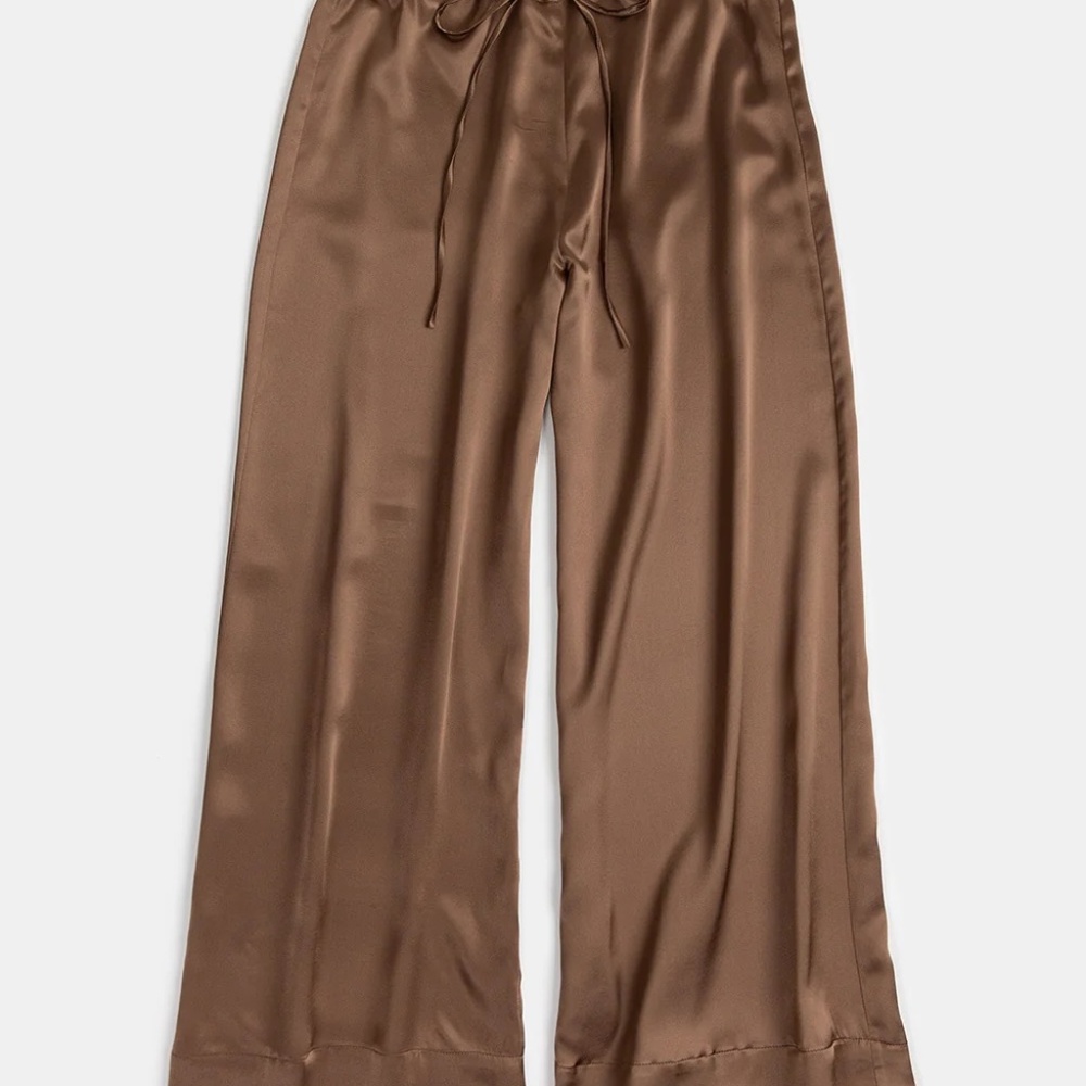 Erica Tanov Jules silk drawstring pant, brown, size 8